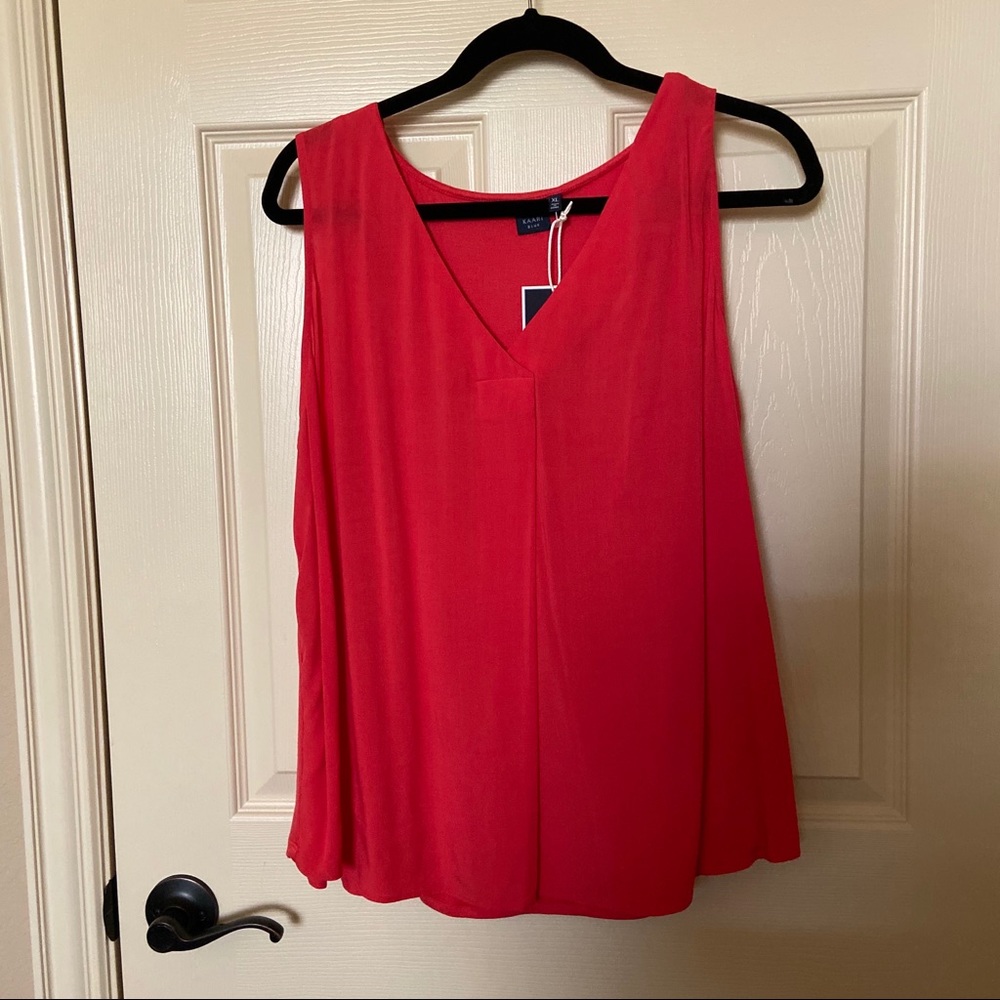 Kaari Blue Sleeveless Pleated Blouse